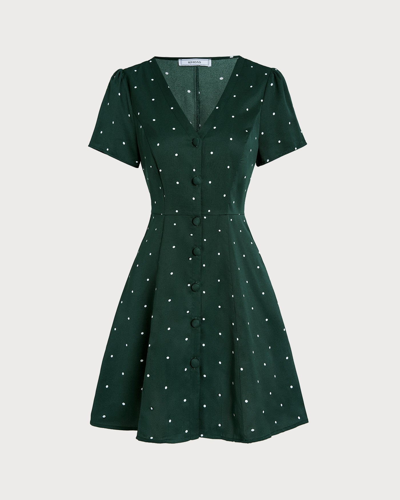 Mini vestido de punto verde con escote en V