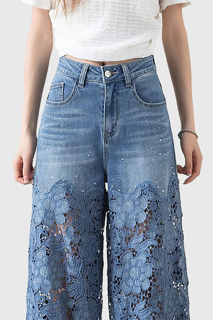 Jeans Camila con Acabados de Encaje