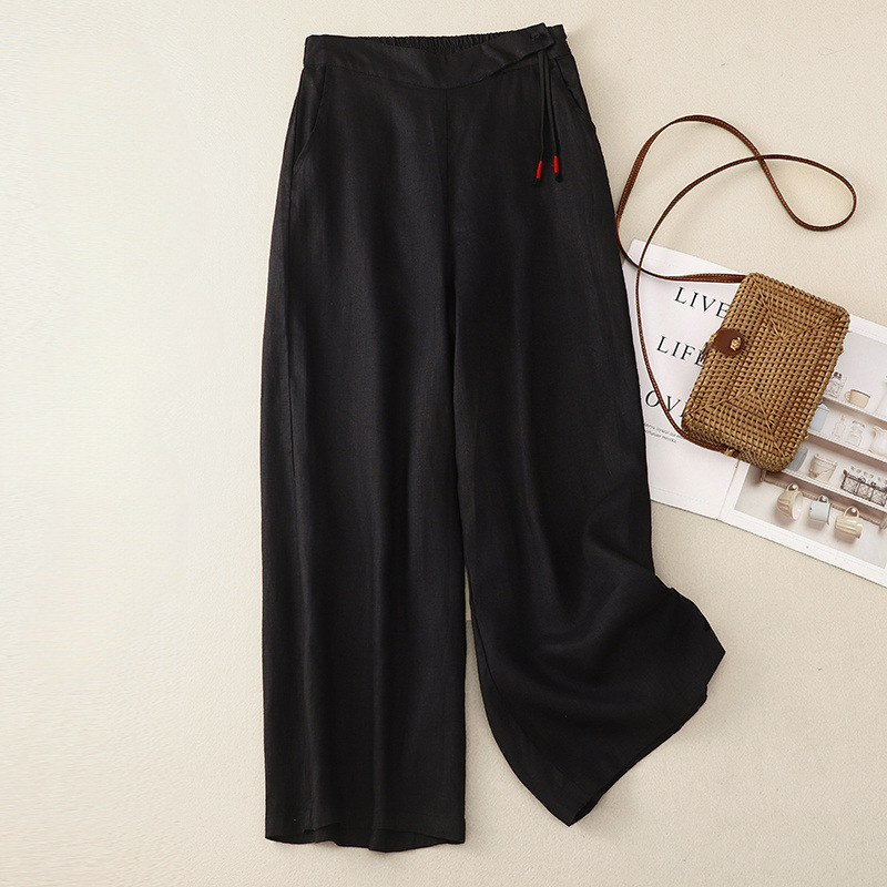 Aneta – Pantalones de lino de corte amplio