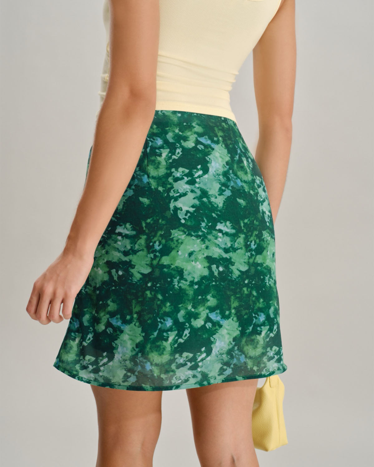 Falda de Sirena con Estampado de Flores Verdes