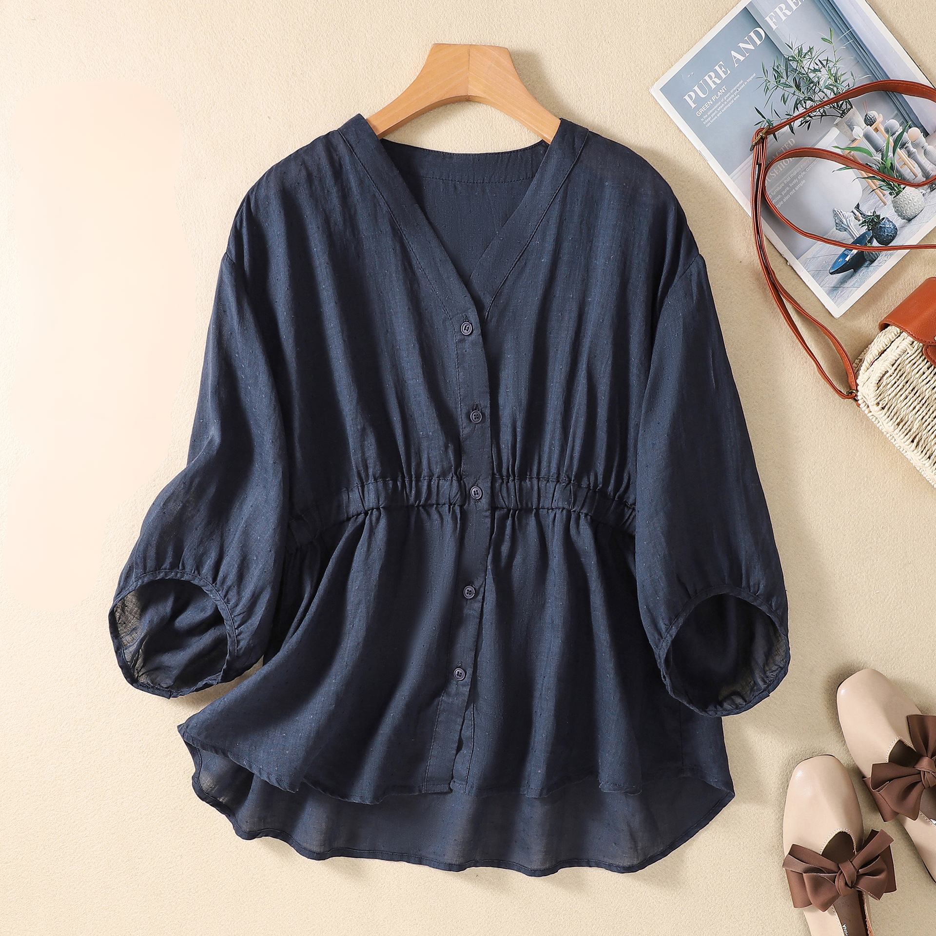 Lana Rocher Estilo Blusa de Lino