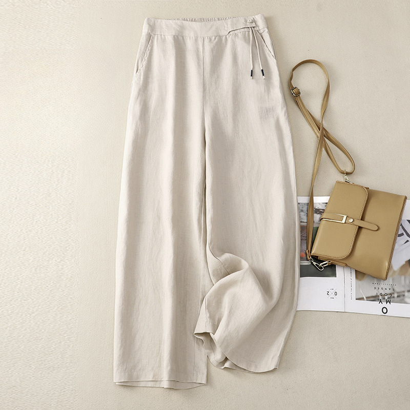 Aneta – Pantalones de lino de corte amplio