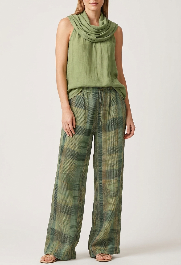 Emilija – Conjunto Casual con Pantalones de Cuadros