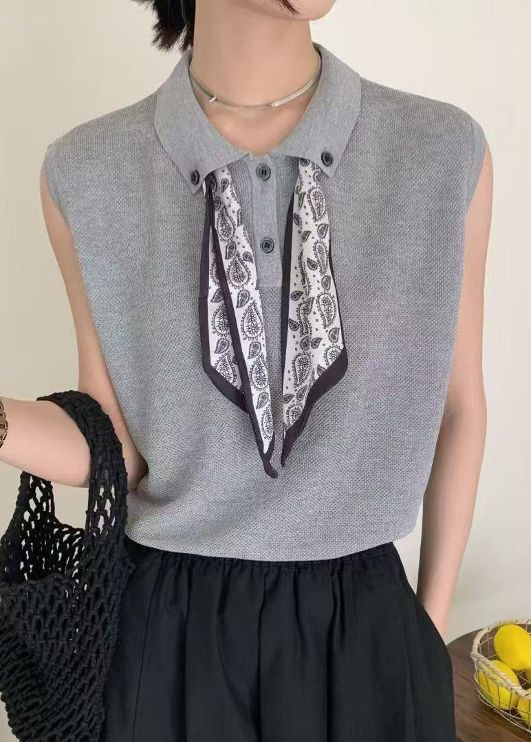 Chaleco sin mangas de punto con cuello casual