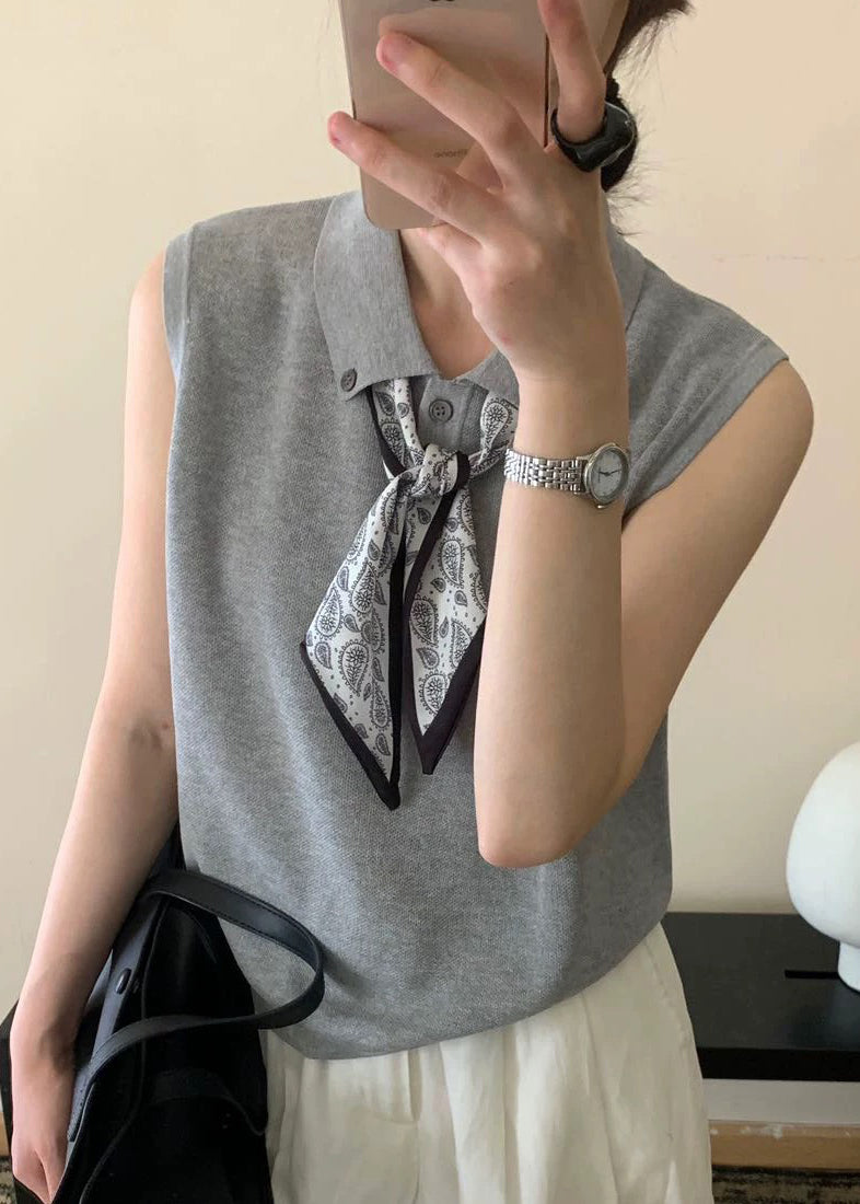 Chaleco sin mangas de punto con cuello casual