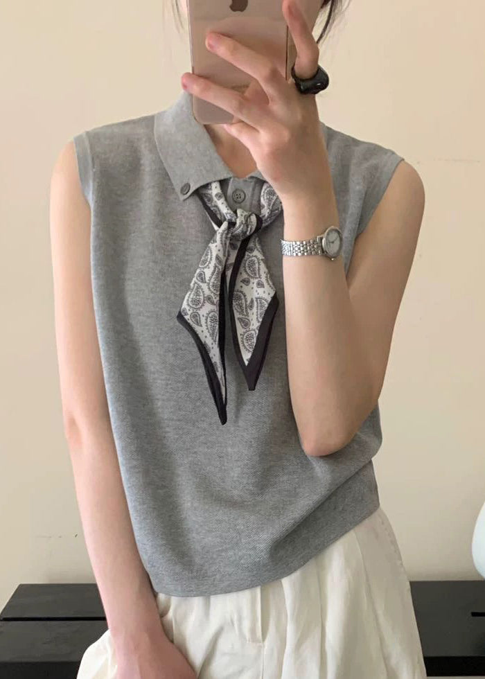 Chaleco sin mangas de punto con cuello casual