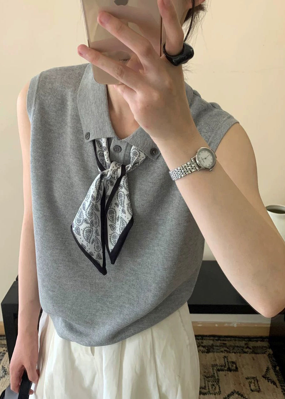 Chaleco sin mangas de punto con cuello casual