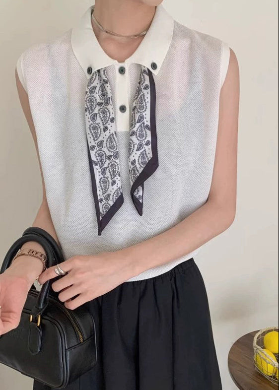 Chaleco sin mangas de punto con cuello casual