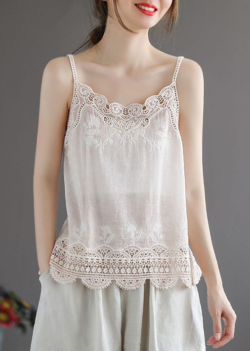 Elowen – Blusa Blanca con Encaje y Tirantes