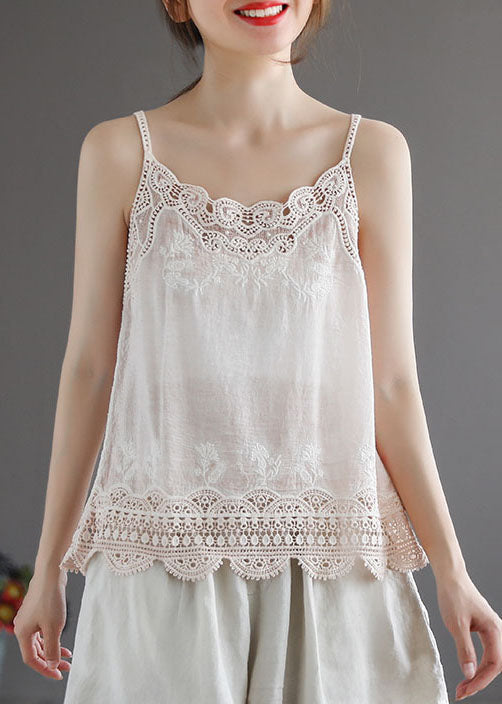 Elowen – Blusa Blanca con Encaje y Tirantes