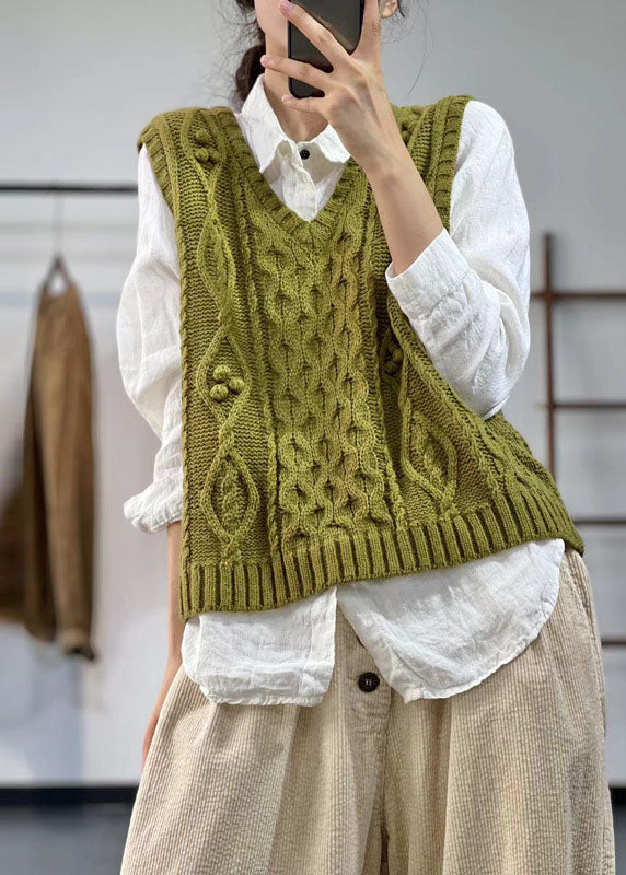 Suéter de punto grueso con escote en V, talla oversized