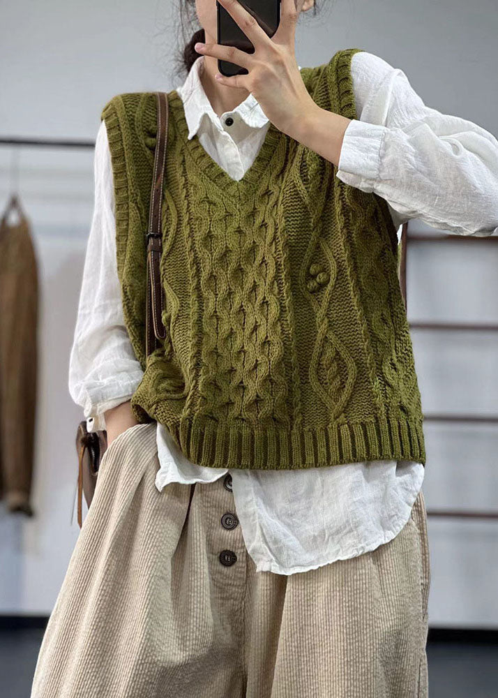 Suéter de punto grueso con escote en V, talla oversized