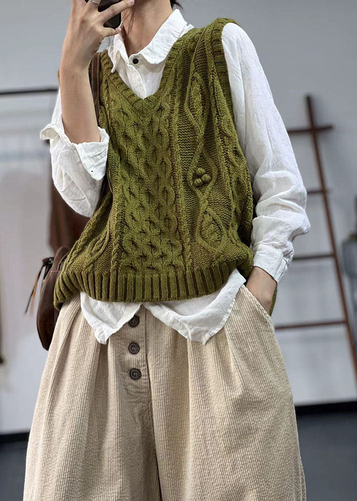 Suéter de punto grueso con escote en V, talla oversized