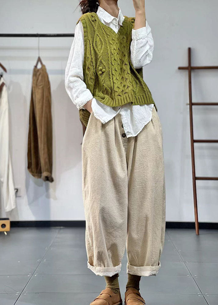 Suéter de punto grueso con escote en V, talla oversized
