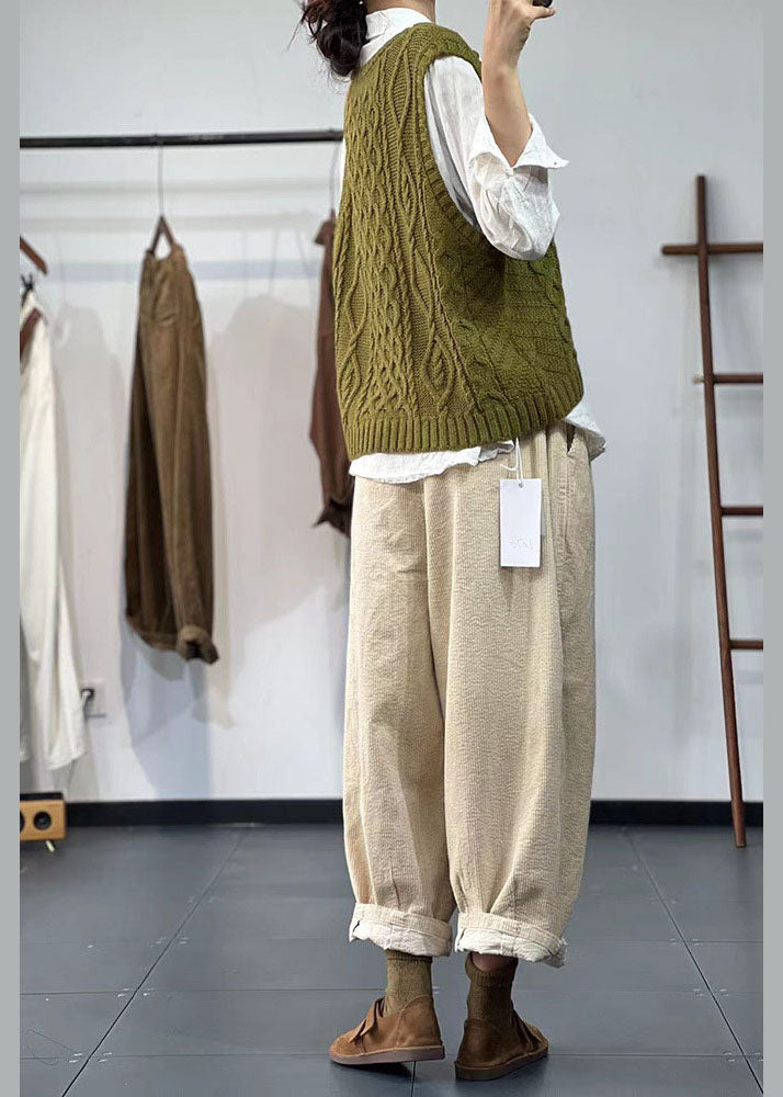 Suéter de punto grueso con escote en V, talla oversized