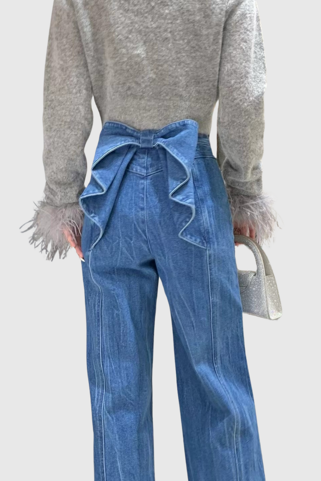 Jeans Maroso con lazo decorativo en la parte trasera