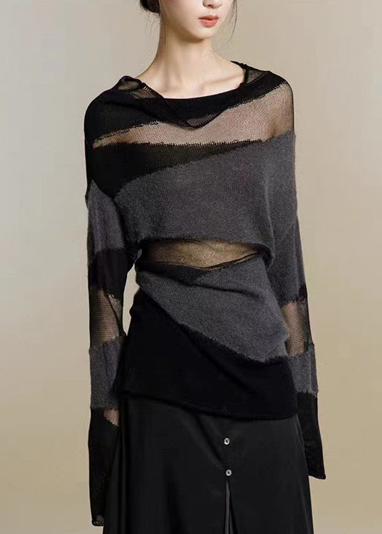 Mireta – Suéter Negro Semi-Transparente