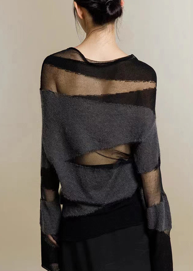 Mireta – Suéter Negro Semi-Transparente