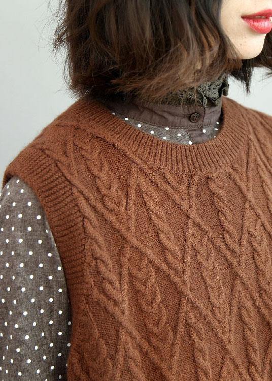 Chaleco de Cuello O Chocolate con Diseño Abierto