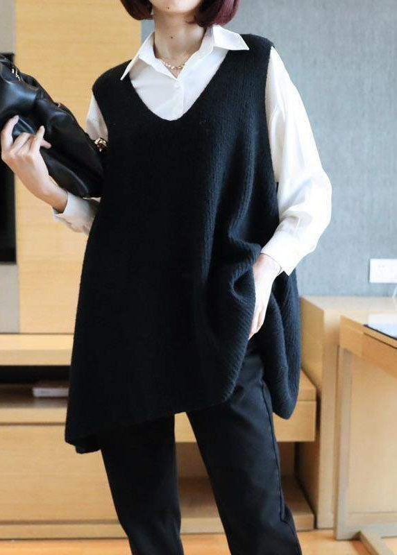Chaleco de punto oversized con escote en V