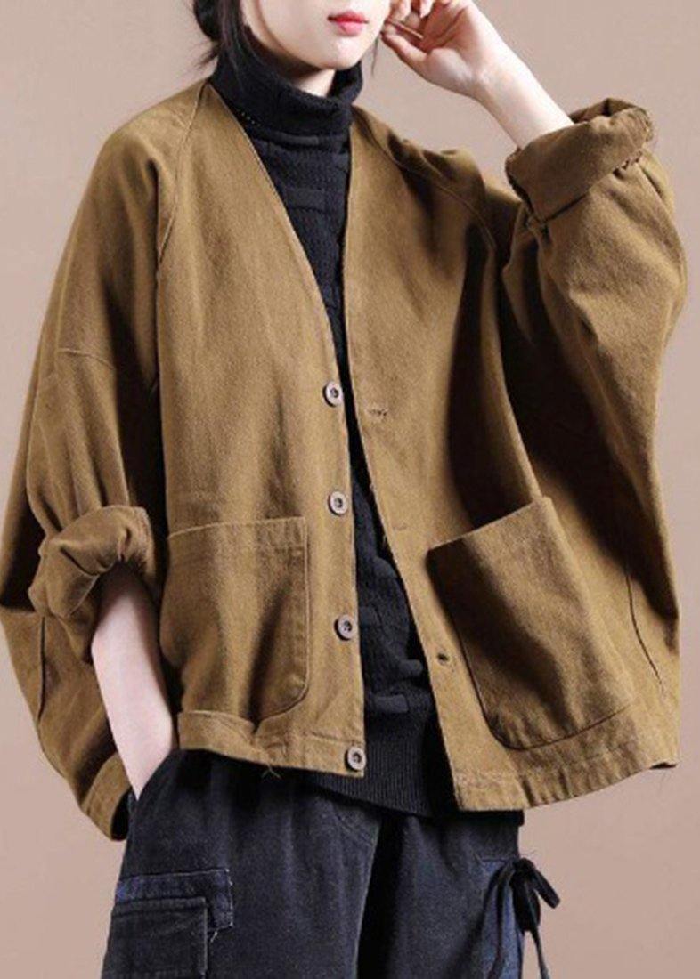 Chaqueta delgada de corte en V para mujer