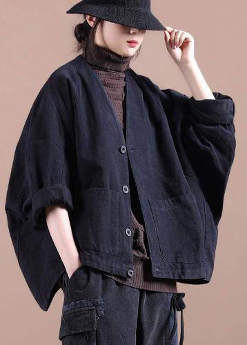 Chaqueta delgada de corte en V para mujer