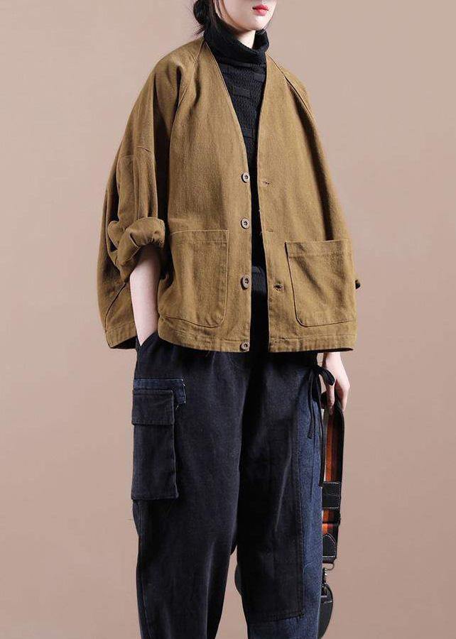 Chaqueta delgada de corte en V para mujer