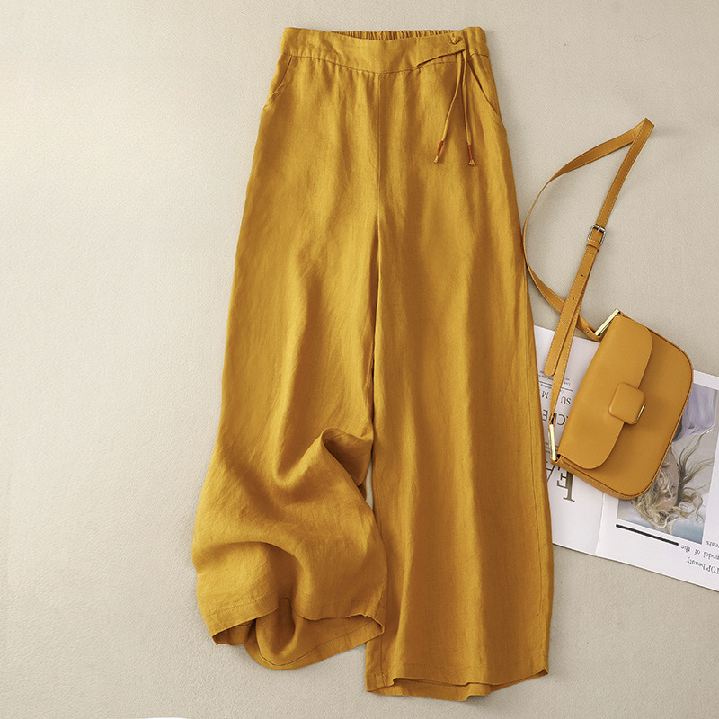 Aneta – Pantalones de lino de corte amplio