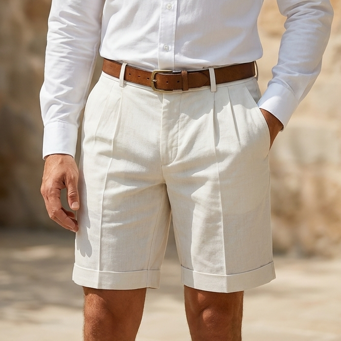 Teofilis – Clásicos Pantalones Cortos de Lino