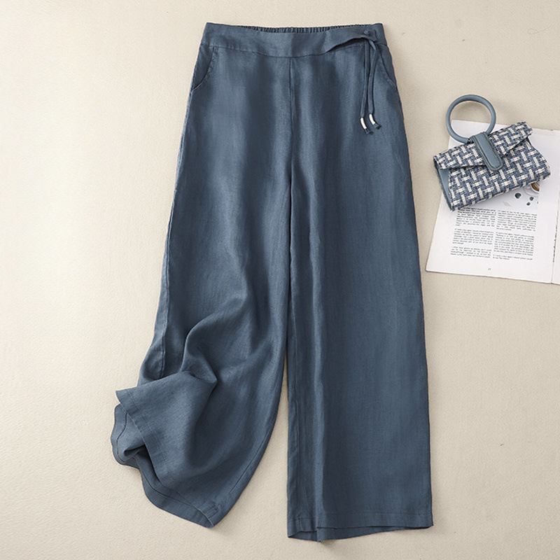 Aneta – Pantalones de lino de corte amplio