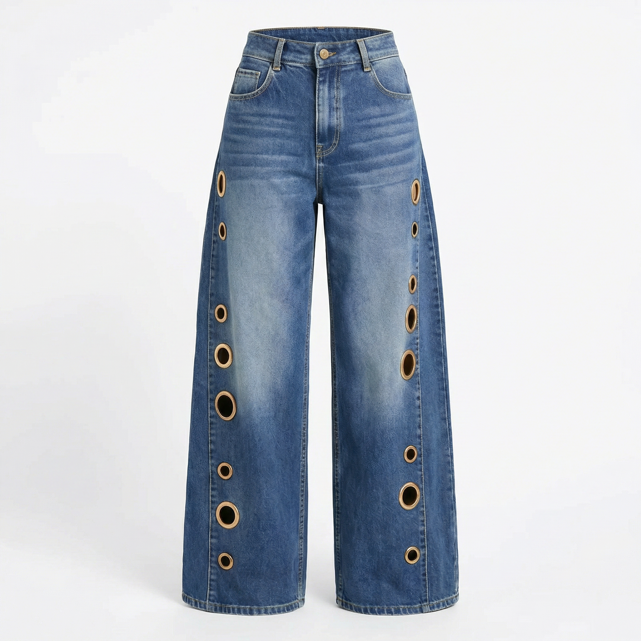 Sima - Jeans con Acabados Metálicos
