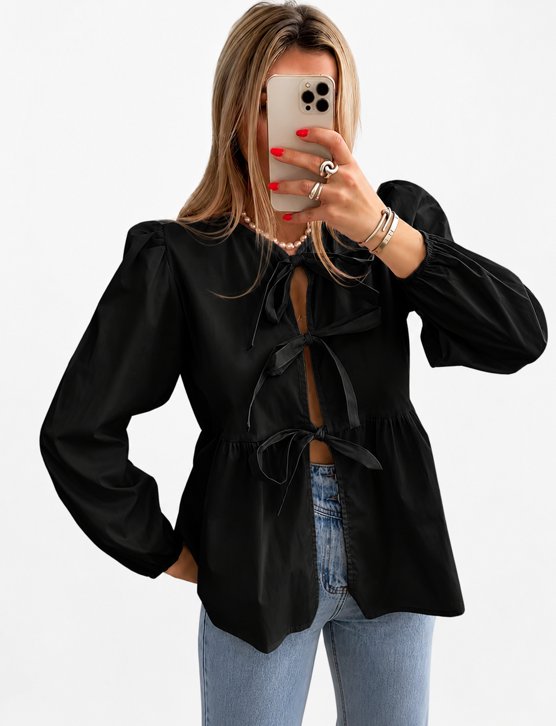 Gina – Blusa Chic con Detalles de Lazo