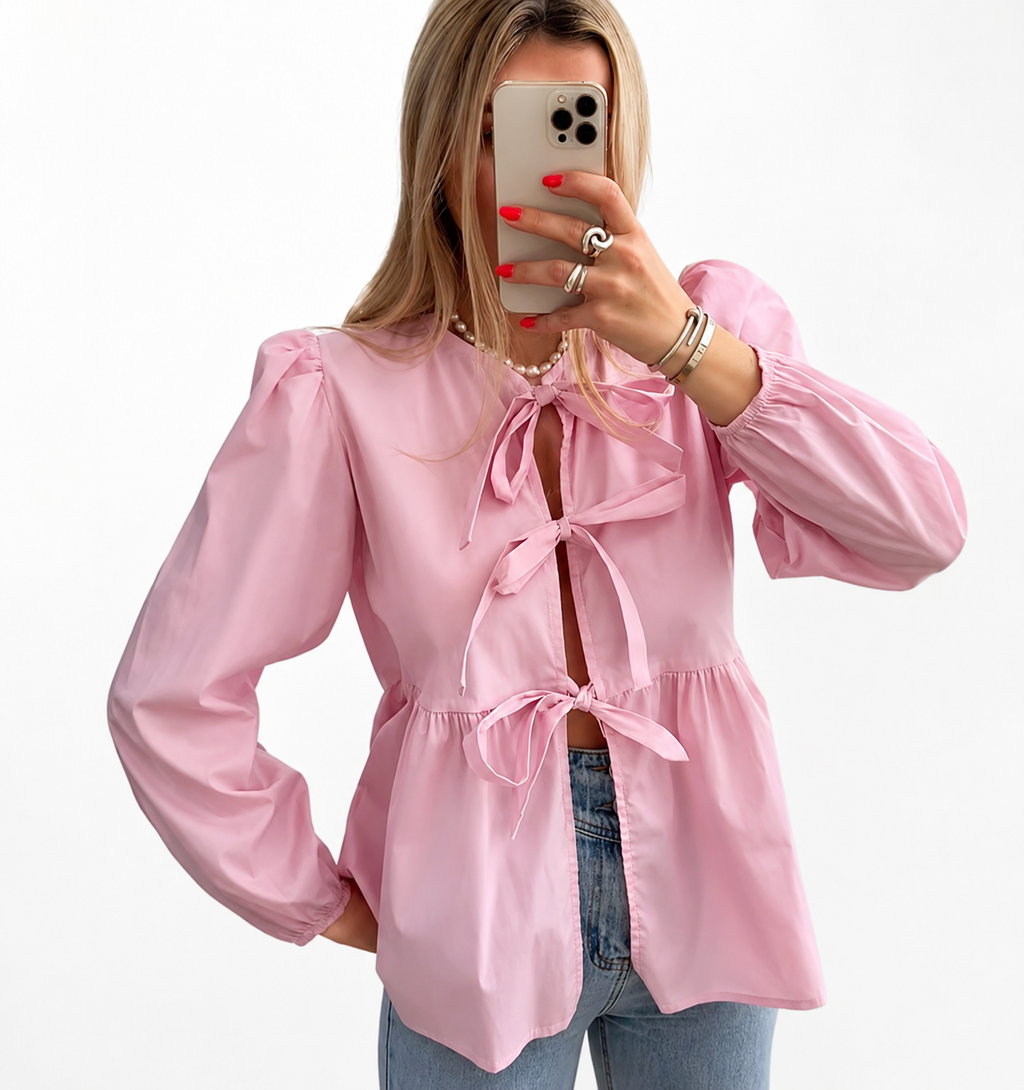 Gina – Blusa Chic con Detalles de Lazo