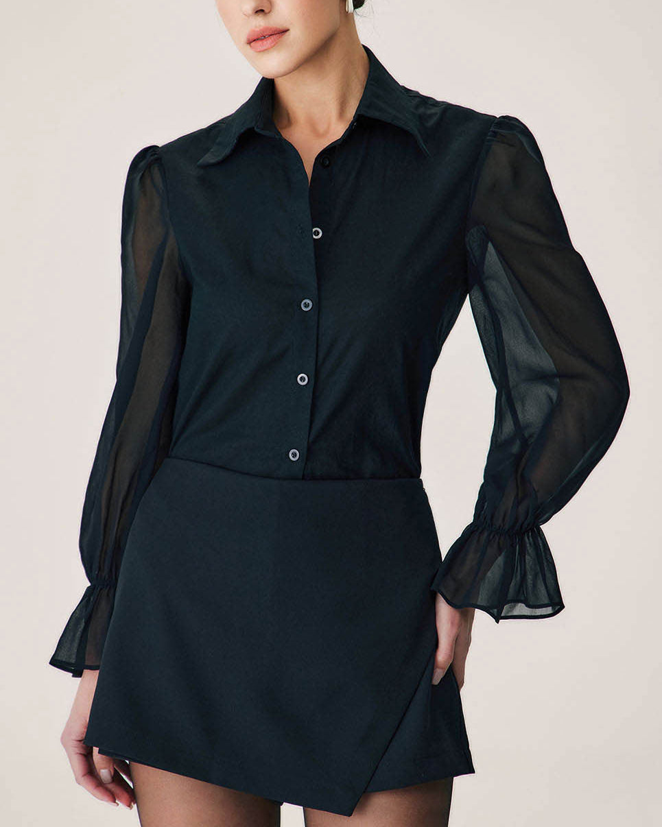 Noéline – Blusa de mangas transparentes