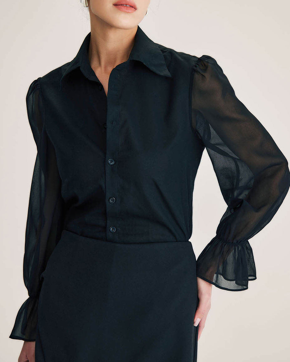 Noéline – Blusa de mangas transparentes