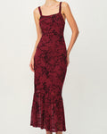 Maxi Vestido Sin Mangas con Estampado de Flores Rojas