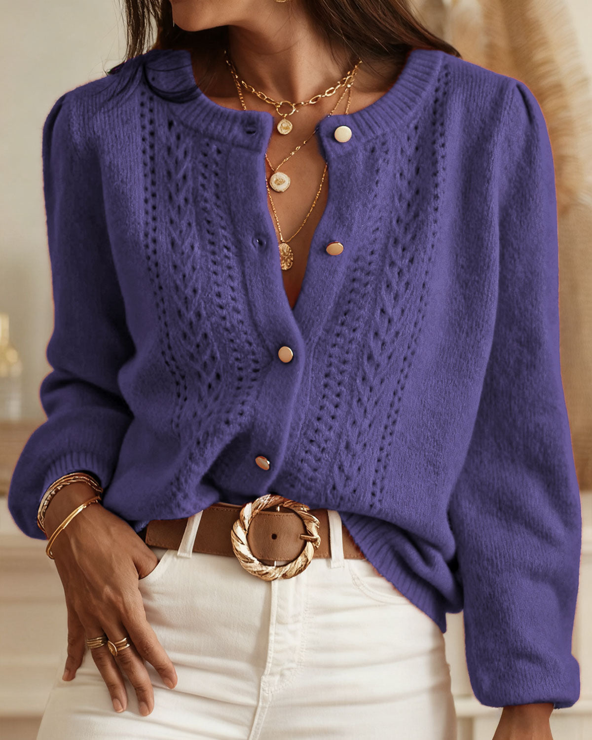 Violeta – Suéter de Invierno con Botones Elegantes