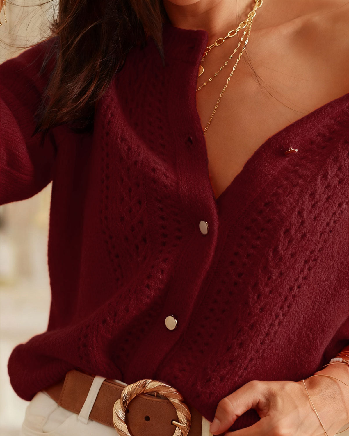 Vivienne – Suéter Casual Burdeos