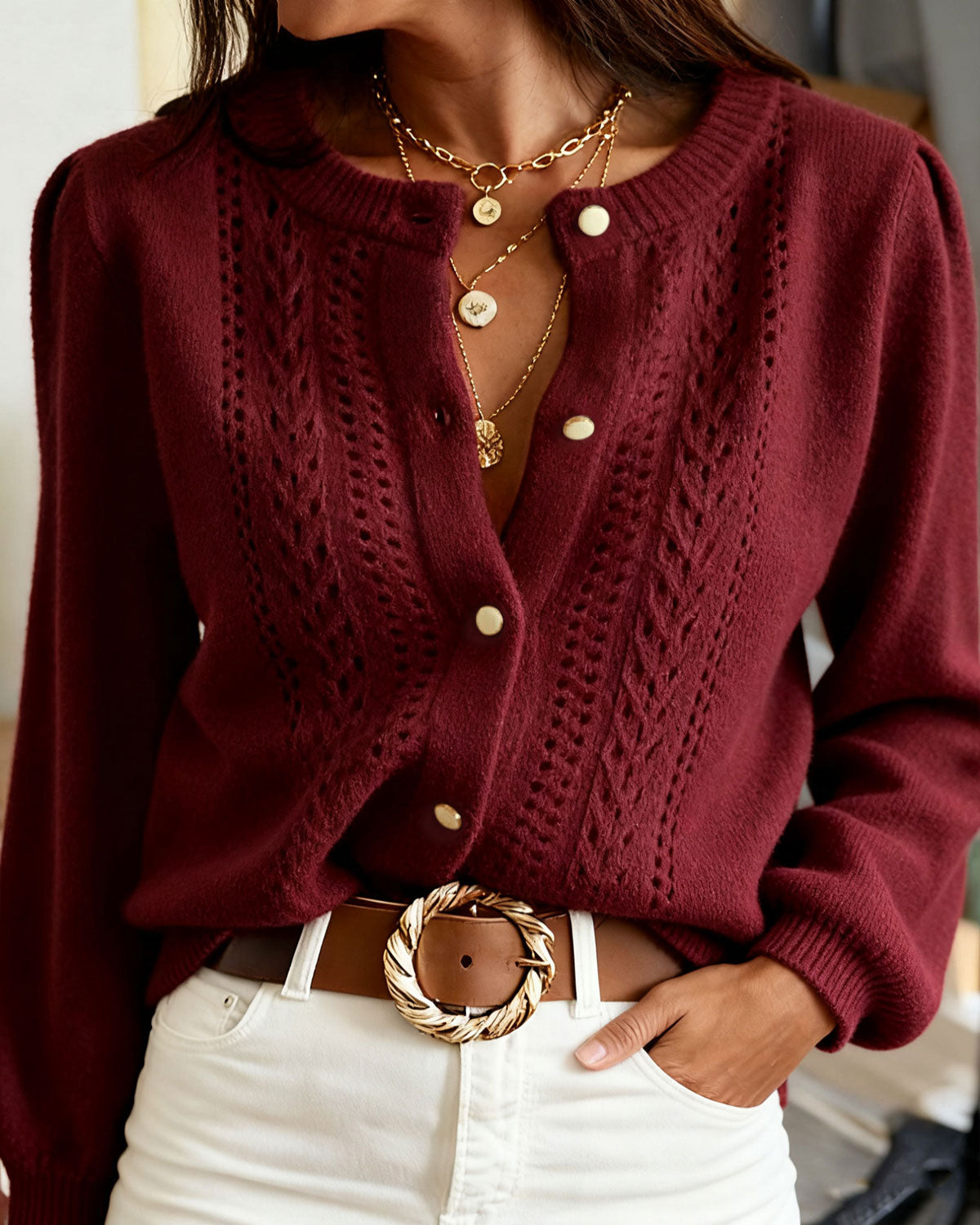 Vivienne – Suéter Casual Burdeos