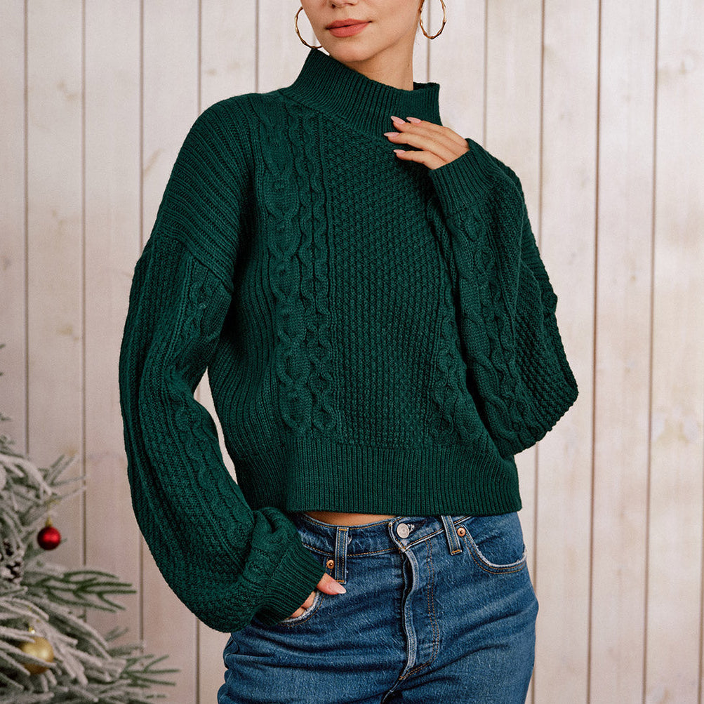 Regina – Suéter verde con mangas voluminosas
