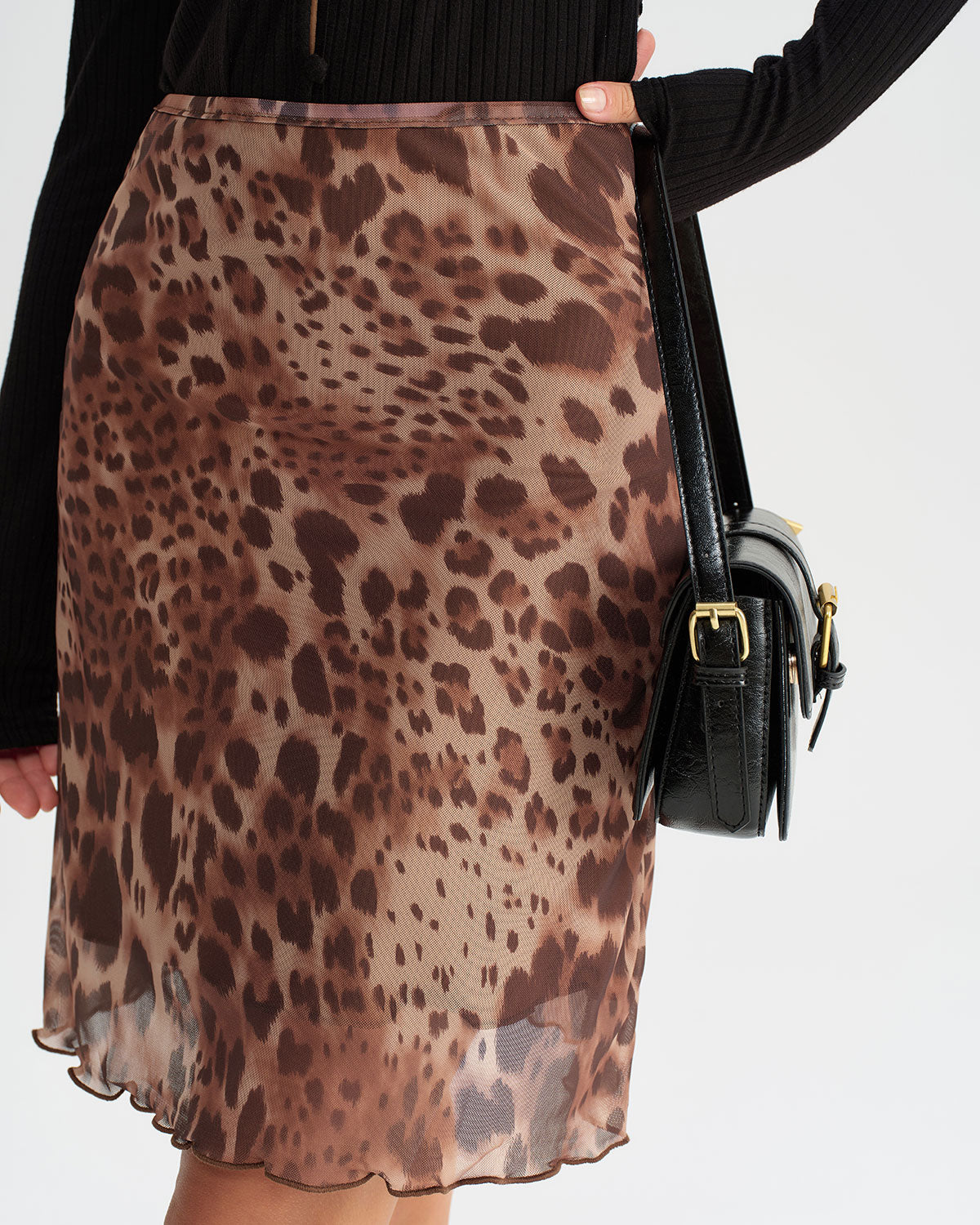 Falda corta elástica con diseño de leopardo