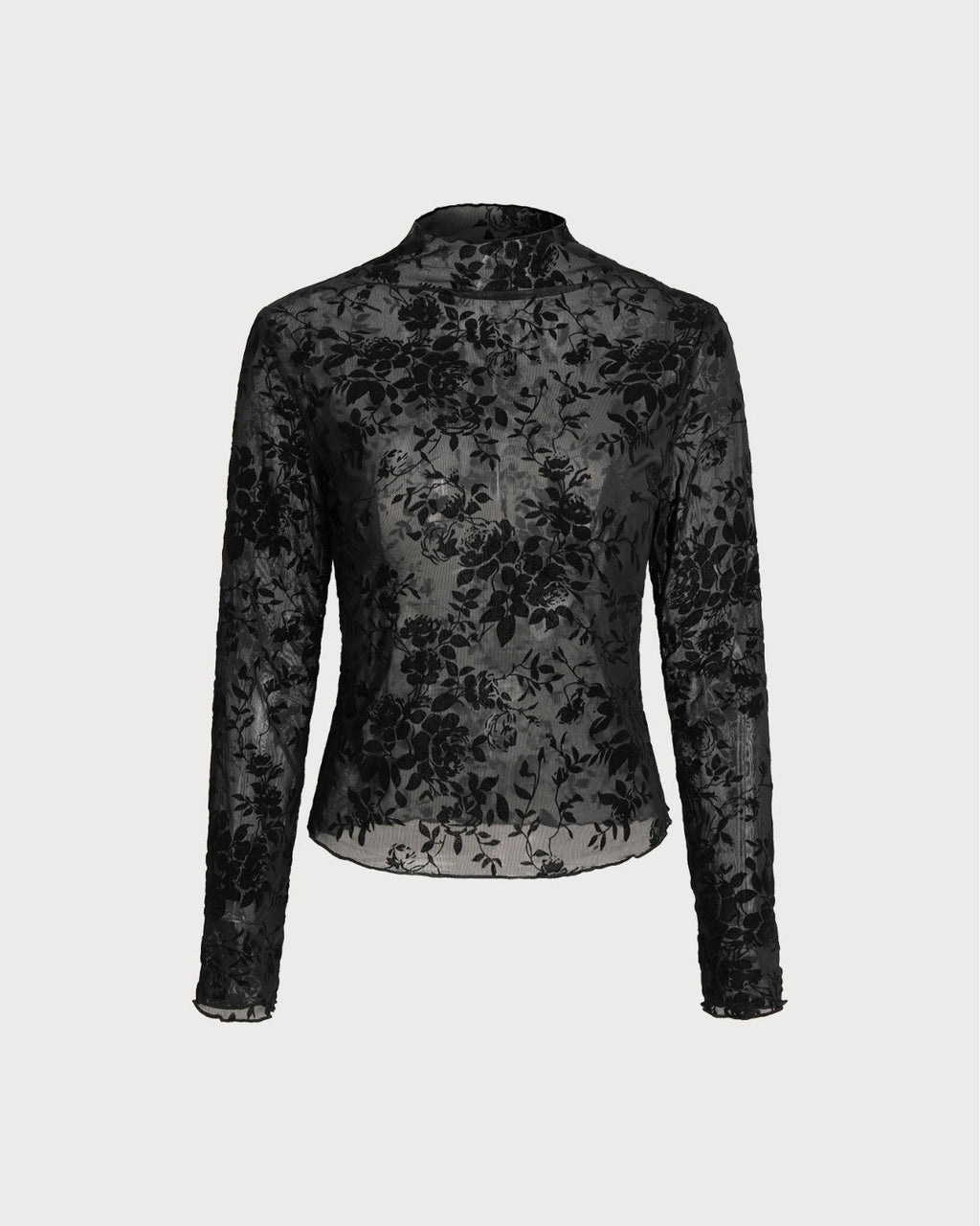 Translucent Black Floral T-Shirt