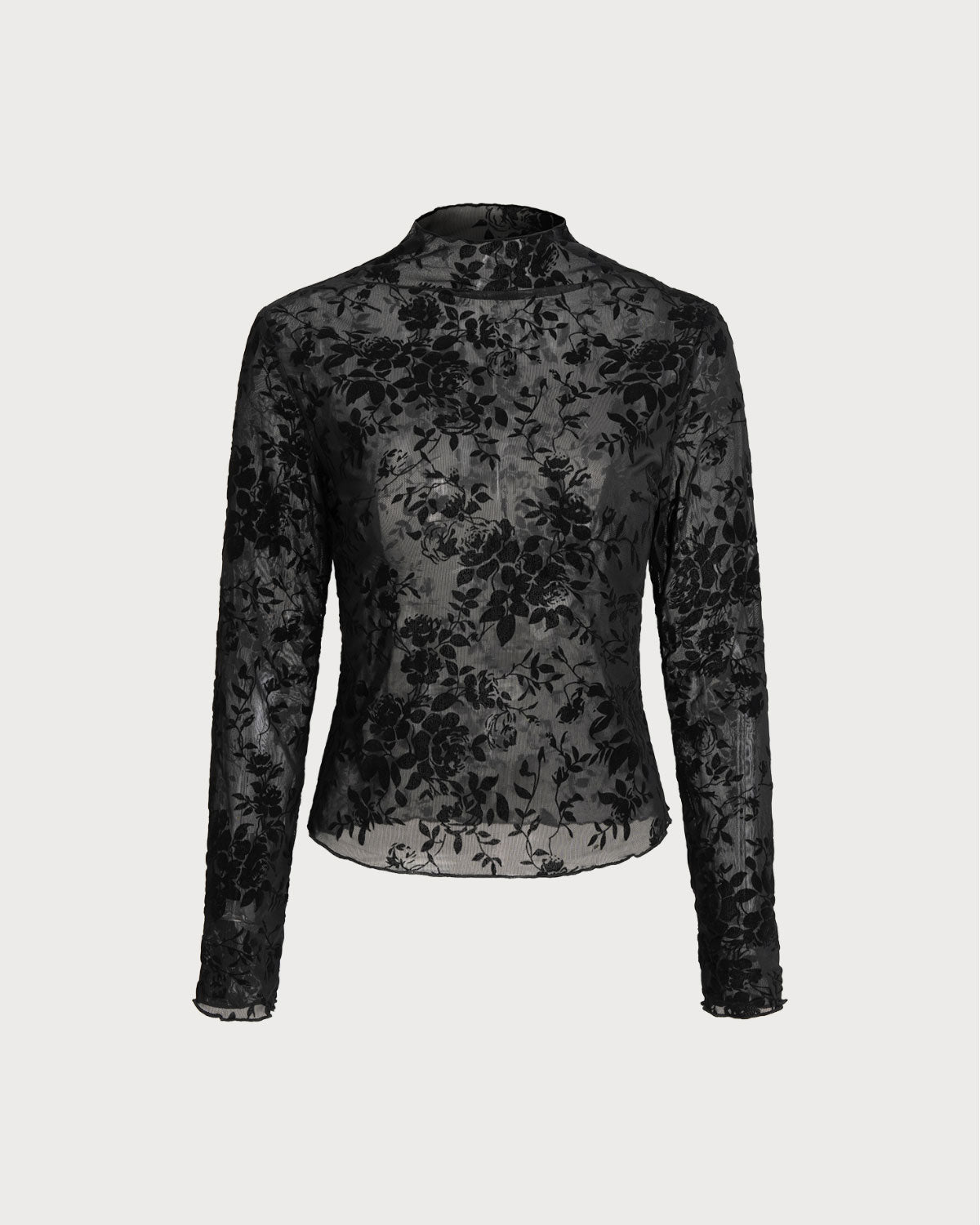 Translucent Black Floral T-Shirt
