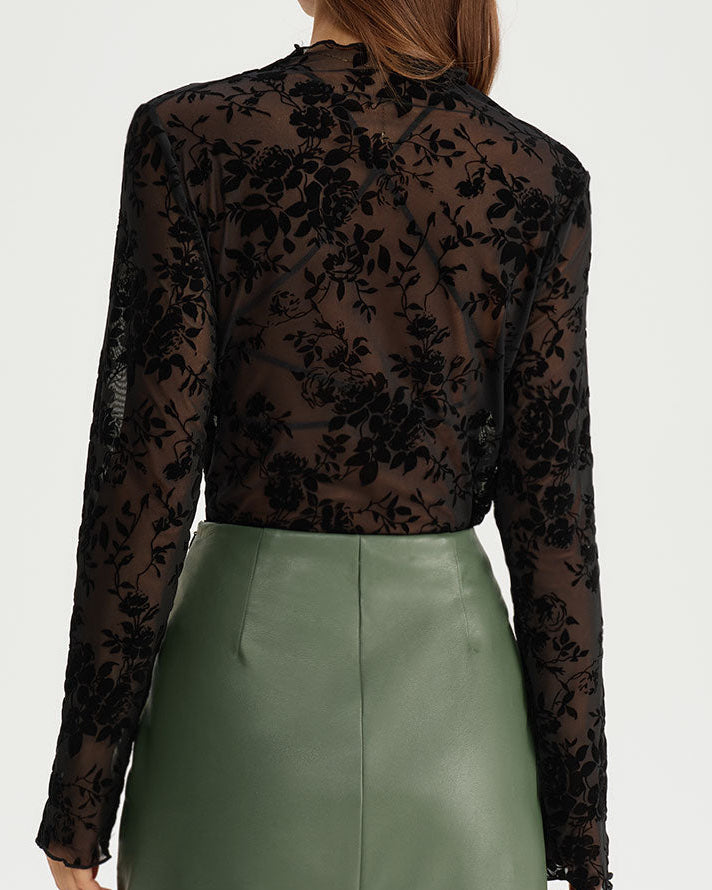 Translucent Black Floral T-Shirt