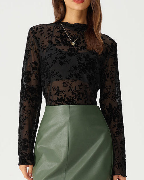 Translucent Black Floral T-Shirt