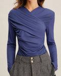 Camisa de punto ligera con detalles plisados