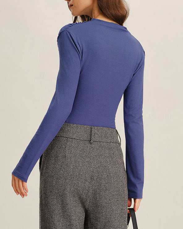 Camisa de punto ligera con detalles plisados