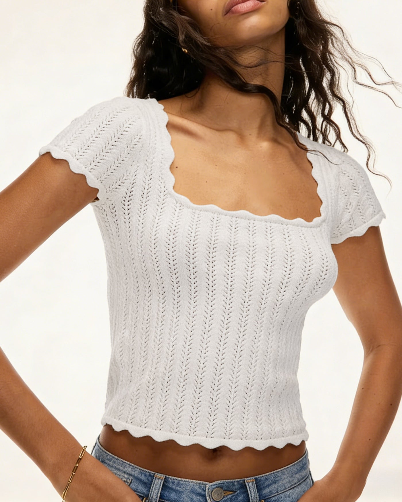 Camiseta con textura y escote cuadrado
