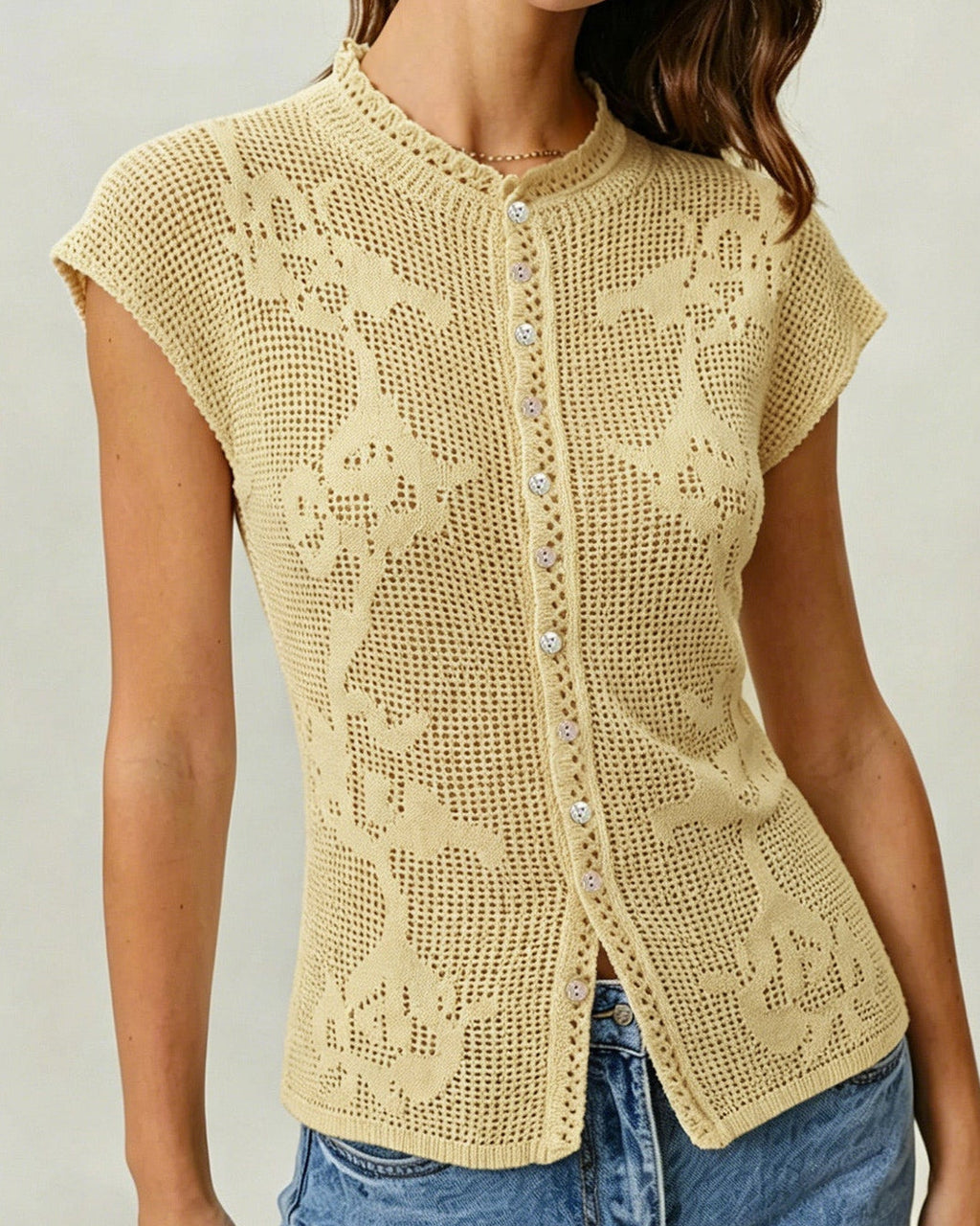 Elise – Camisetas con escote y detalles de botones