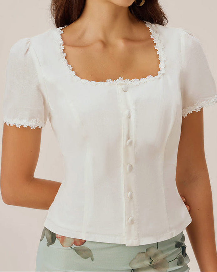 Aveline – Blusa con escote cuadrado